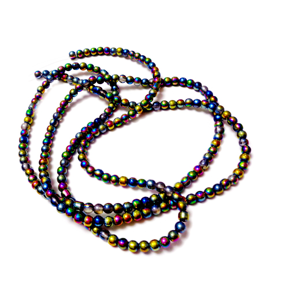 Margele sticla, multicolore, AB, 4x4.5mm-sir 230 buc 1 buc