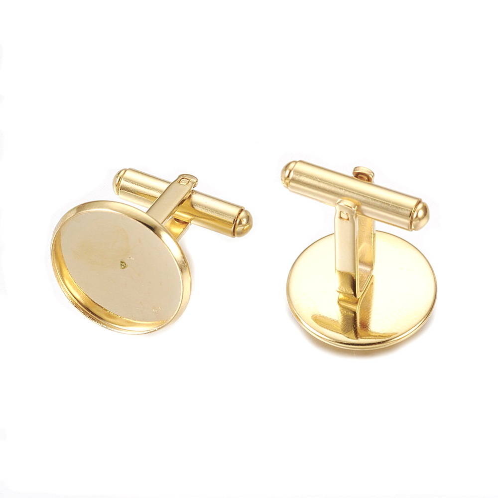 Buton otel inoxidabil 304, auriu, 18x2mm, pt.cabochon 16mm 1 buc