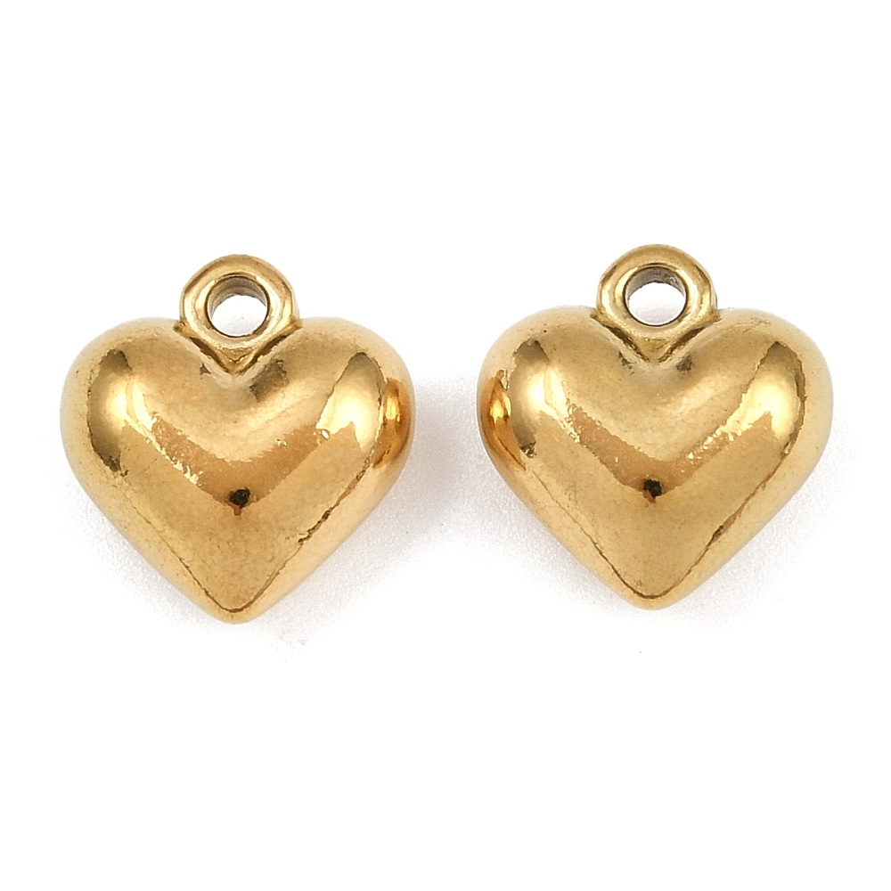 Pandantiv otel inoxidabil 304, IP(placat cu ioni) cu aur 18K, inima 13x12x6mm 1 buc