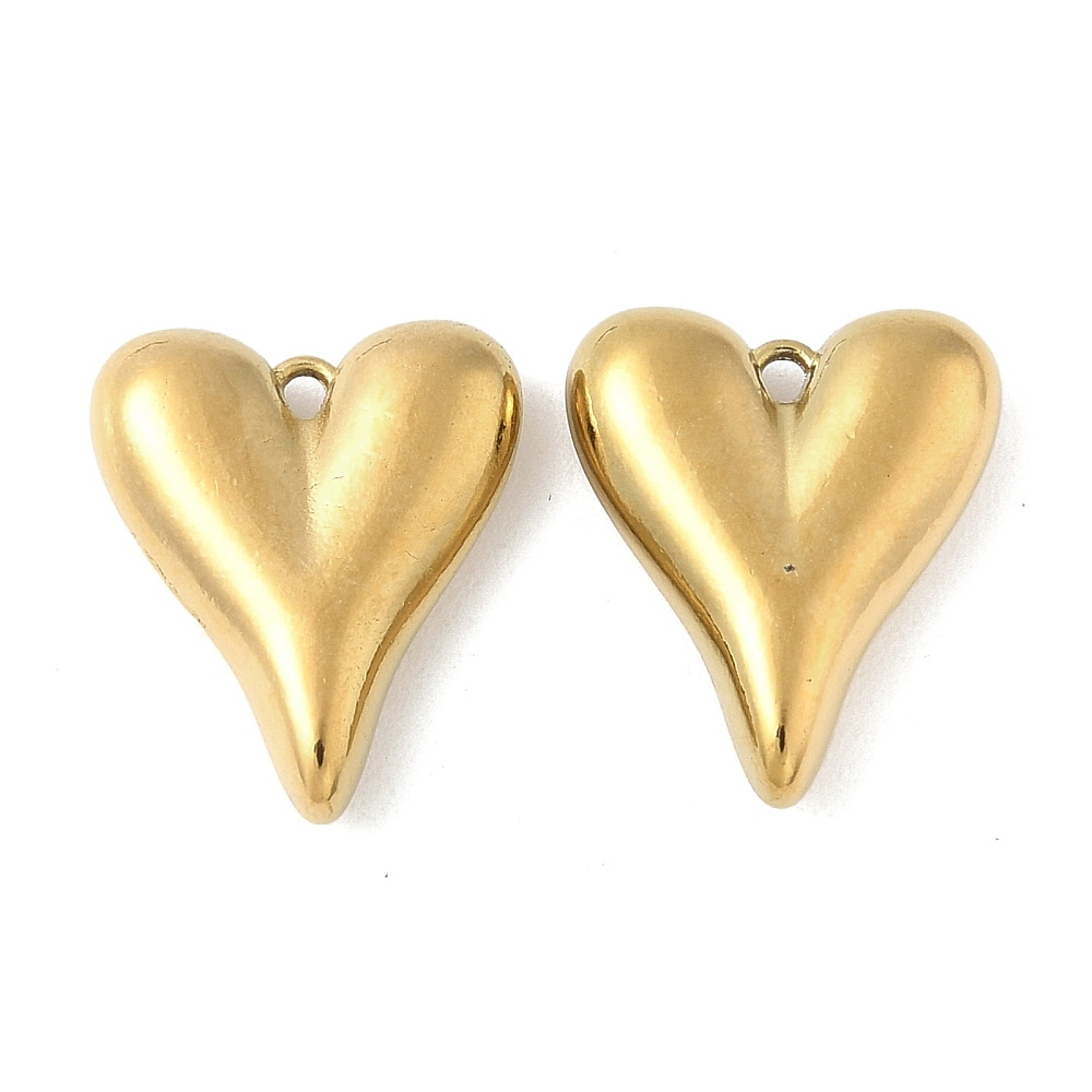 Pandantiv otel inoxidabil 304, IP(placat cu ioni) cu aur 18K, inima 17x14x4.5mm 1 buc