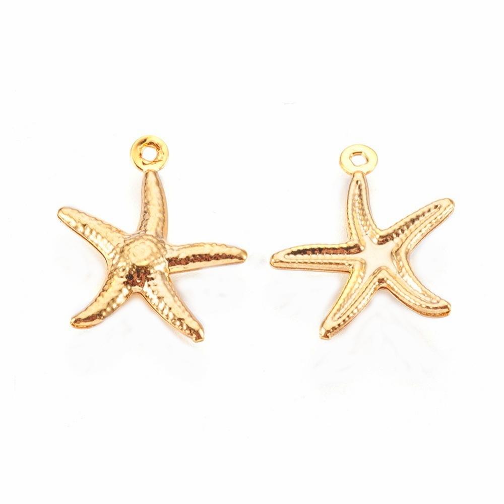 Pandantiv otel inoxidabil 304 placat cu aur 24K, stea de mare 18x16.5x2mm 1 buc