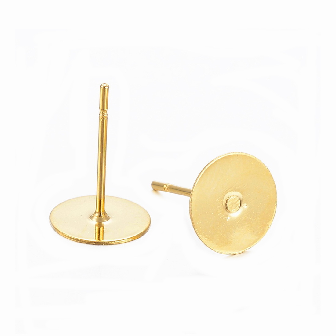 Tortite cercei cu tija, otel inoxidabil 304 placat cu aur 24K, platou 8mm, tija 10x0.7mm 2 buc