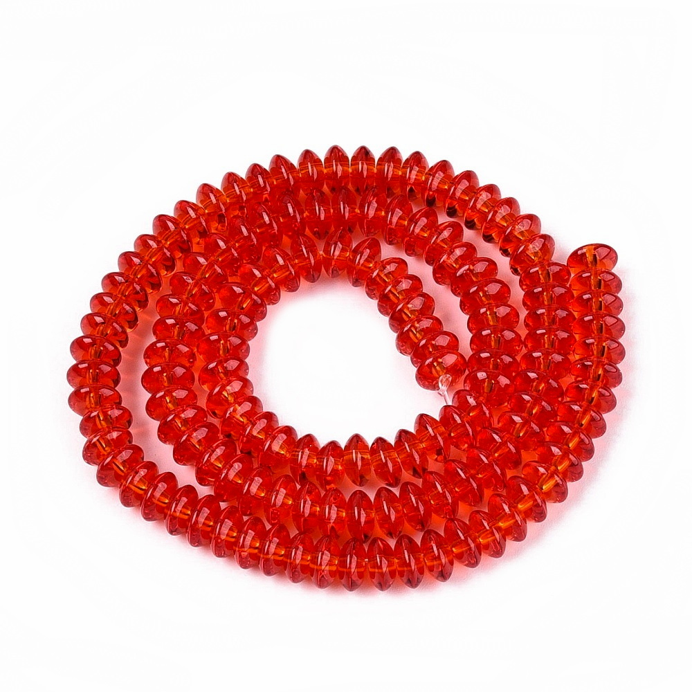 Margele sticla, rondele 6x3mm, rosii-sir 120-125 buc 1 buc