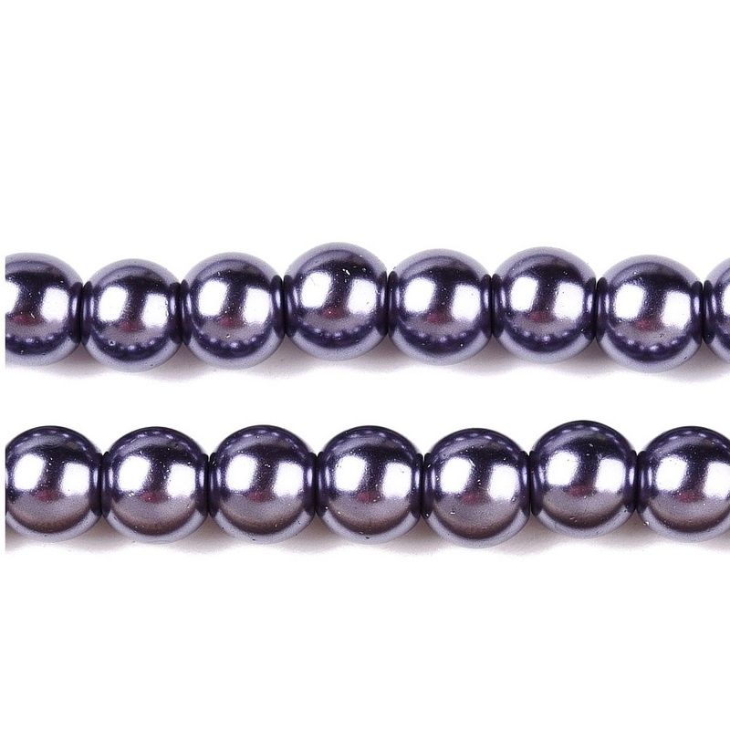 Perle sticla, gri, 8 mm 10 buc