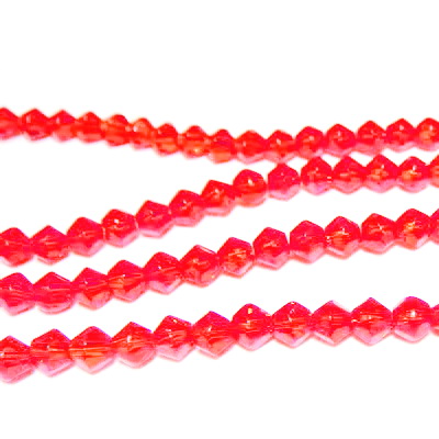 Cristale biconice 4mm, rosu deschis 10 buc