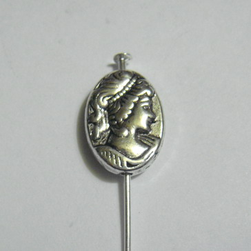 Distantier oval argintiu antichizat 13x10 mm