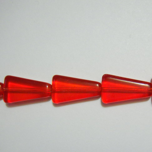 Margele sticla rosii, trapezoidale, 16mm