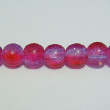 Margele sticla crackle roz 6 mm
