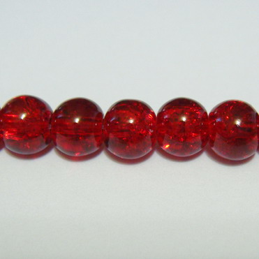 Margele sticla crackle rosii 6 mm