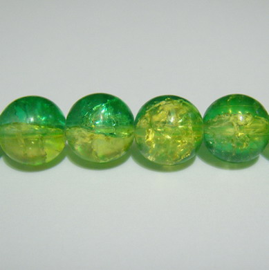 Margele sticla crackle verzi 12 mm
