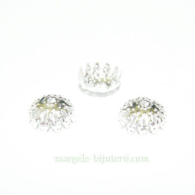 Capace filigran argintii, 8x4mm