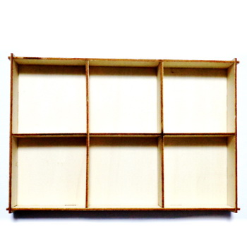 Cutie organizare din placaj, 6 compartimente, 20x13.5x2cm