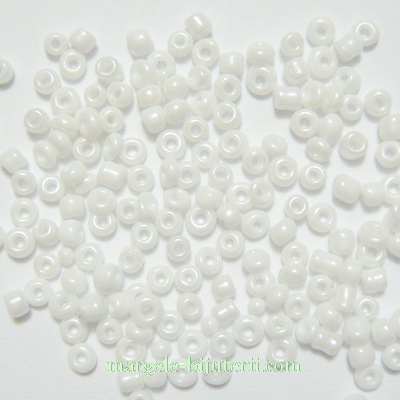 Margele nisip, albe, perlate, 2mm 20 g