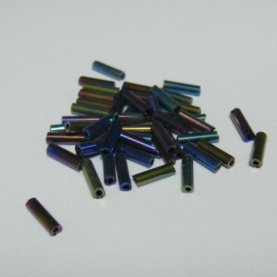 Margele tubulare petrol-verzui, 7mm