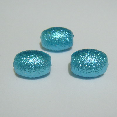 Perle sticla, stardust, ovale, turcoaz, 12x10mm