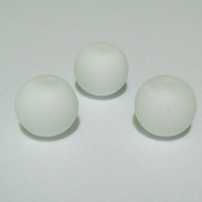 Margele sticla cauciucate, albe, 10mm