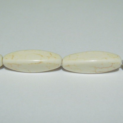 Turcoaz alb, oval,  25x8mm