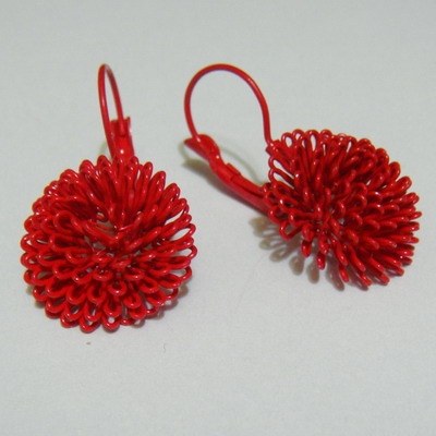 Cercei din ace rosii 31x18mm