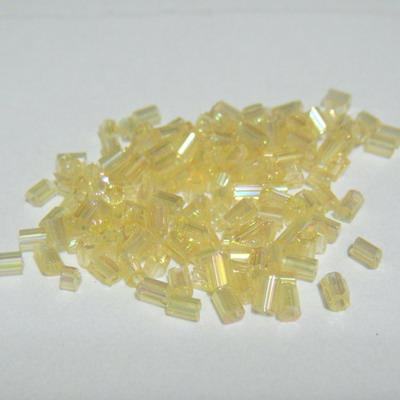 Margele tubulare galben- miere, cu reflexe(AB), 3mm