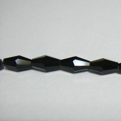 Margele sticla fatetate negre opace, biconoce, 8x5mm