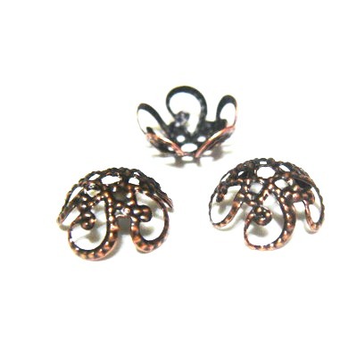 Capacel filigran cu 5 bucle, cupru, 10x4mm