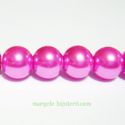 Perle sticla fucsia 10mm