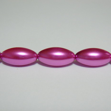 Perle sticla ovale fucsia 16x8mm