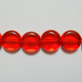 Margele sticla rosii plate, 10x4mm