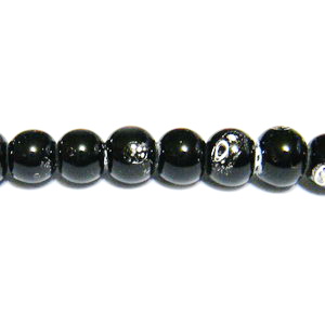 Margele sticla negre, galactic, 4mm