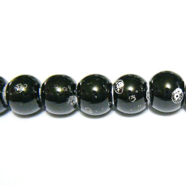 Margele sticla negre, galactic, 6mm