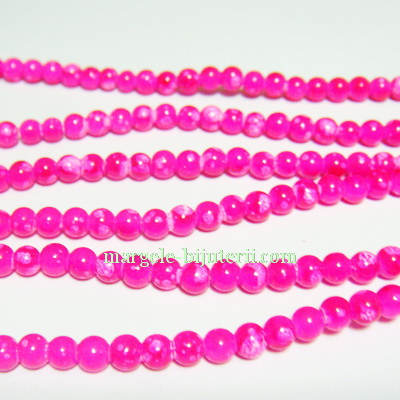 Margele sticla fucsia, galactic, 4mm