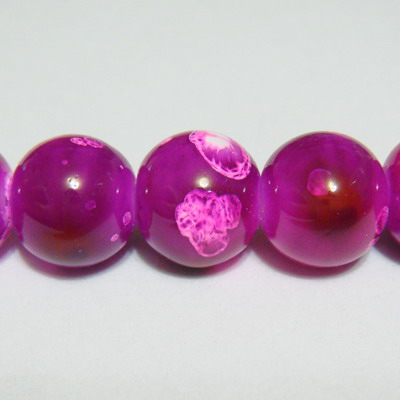 Margele sticla fucsia, galactic, 12mm