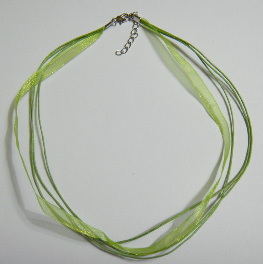 Snur din organza si ata cerata, verde-galbui, 45 cm