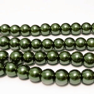 Perle sticla verde-kaky 6mm 10 buc