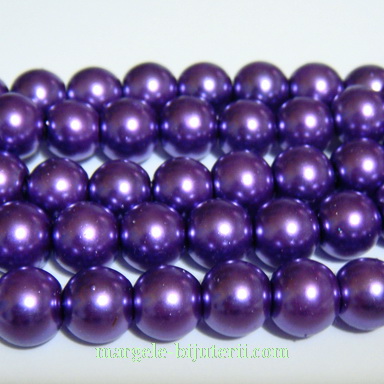 Perle sticla violet 8mm 10 buc