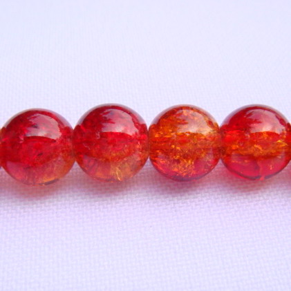 Margele sticla crackle orange 8 mm