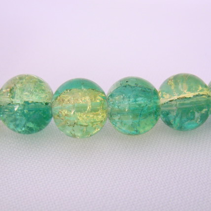 Margele sticla crackle verzi 10 mm