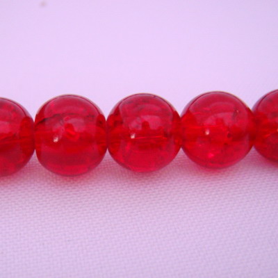 Margele sticla crackle rosii 10 mm