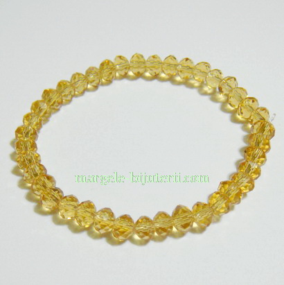 Bratara margele sticla fatetate culoare coniac AB, 8x6mm