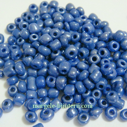 Margele nisip,  albastru-cobalt, perlate, 3mm