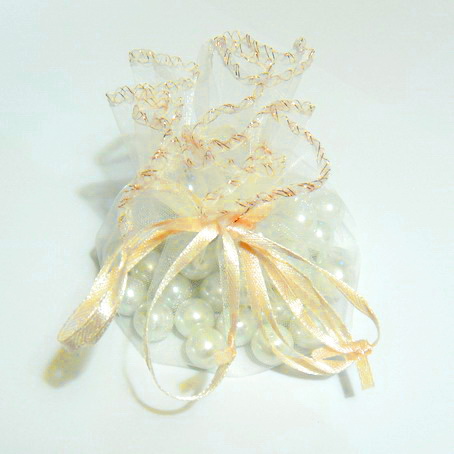 Saculet organza, auriu, diametrul 22 cm