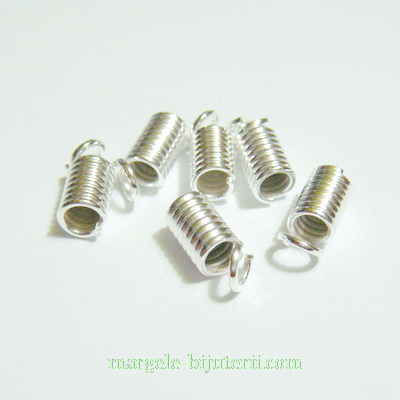 Capat prindere snur argintiu, spirala 9x3.5mm, interior 2mm