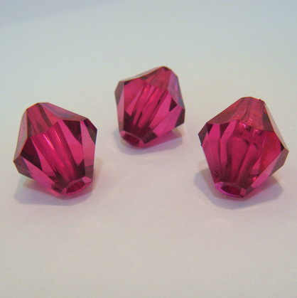 Margele plastic biconice rosu-visinii 16mm