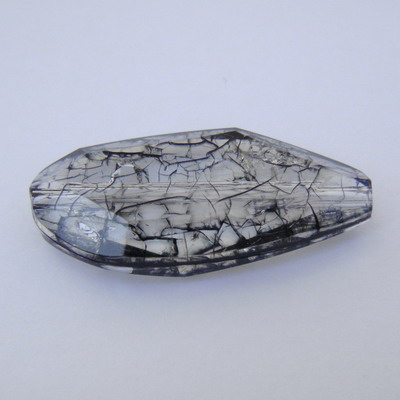 Margele plastic ovale crackle negre 30x15mm