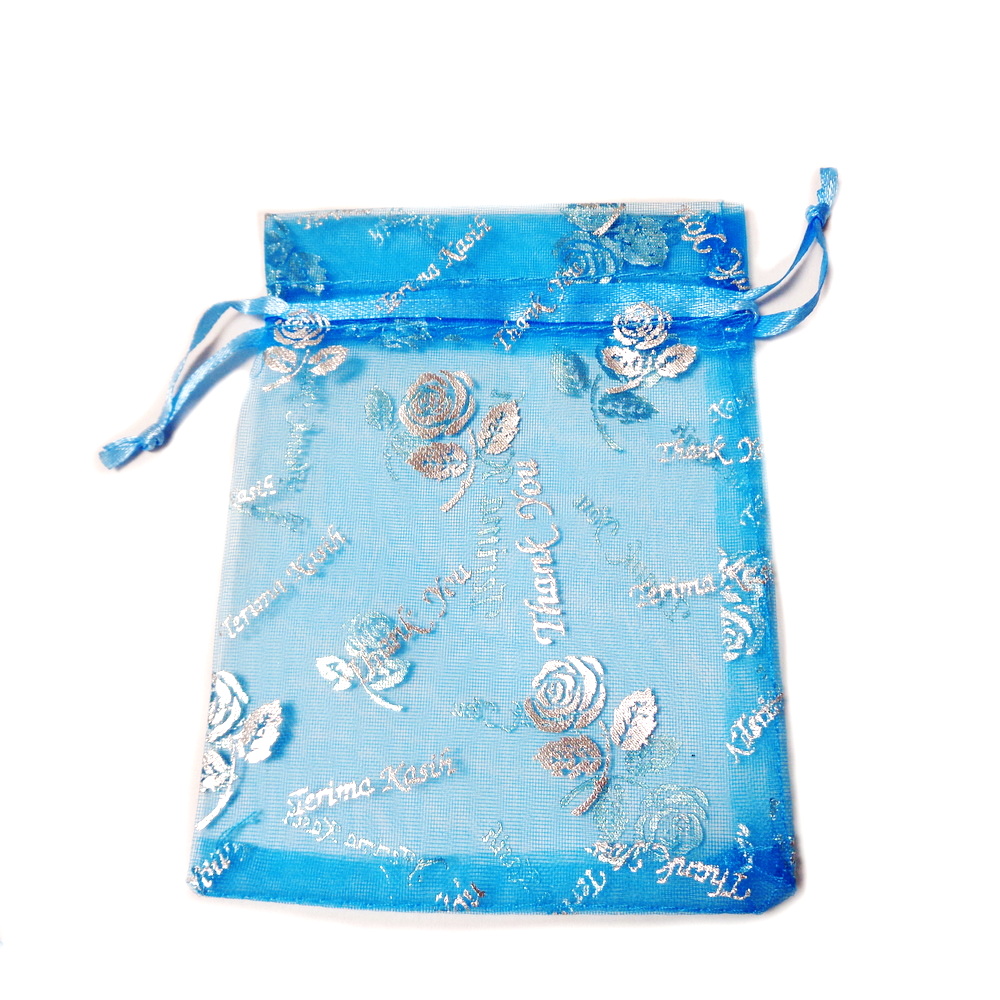 Saculet organza albastru deschis, 12x9cm, interior 9x9cm