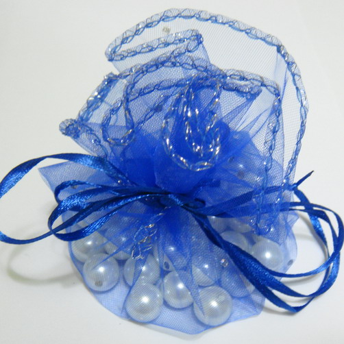 Saculet organza albastru-cobalt, diametru 22 cm