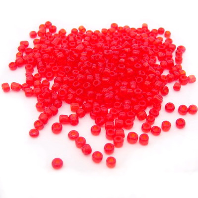 Margele nisip, rosii, transparente, 2mm 20 g