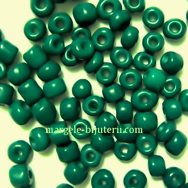 Margele nisip opace, verde-inchis, 4mm 20 g