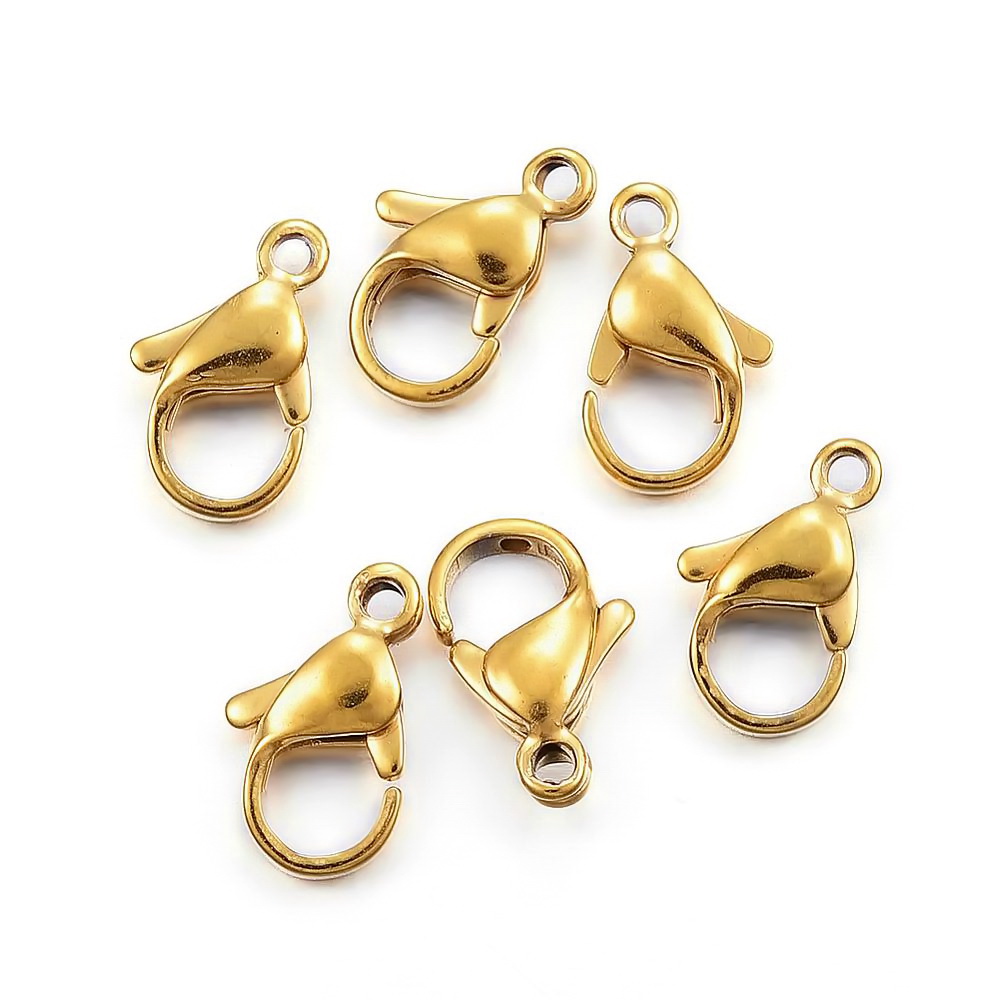 Inchizatoare ovala 12mm, otel inoxidabil 304 placata cu aur 24K 1 buc