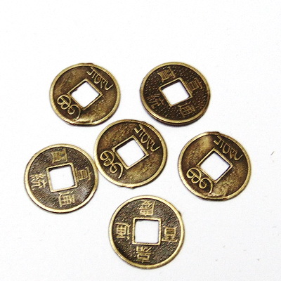 Monede bronz, banuti norocosi, 14x0.6mm, orificiu 2.5x2.5mm